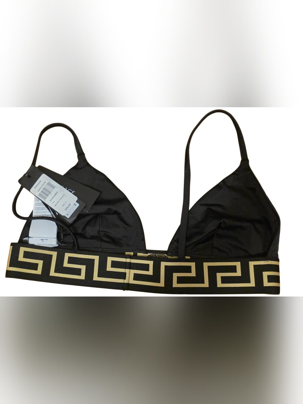 VERSACE NWT Greca Medusa Border Triangle Swim Black Gold  Size 3 - Picture 7 of 14